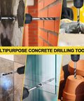 Carbide Masonry Drill Bit Set 12 Pieces From One Eighth To One Half Inch For Concrete Brick Tile Glass Wood Plastic in use.