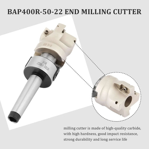 Close-up of an End Mill Set With Face Mill Holder And Wrench Carbide Insert Cutter for CNC Milling, oxidation resistant, shown at an angle.