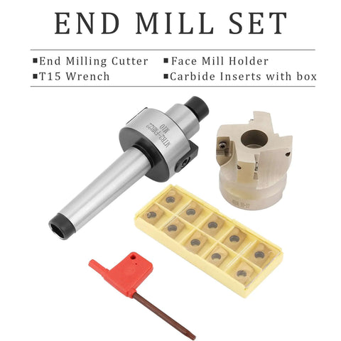 End Mill Set With Face Mill Holder And Wrench Carbide Insert Cutter For CNC Milling Oxidation Resistant Coated Tools