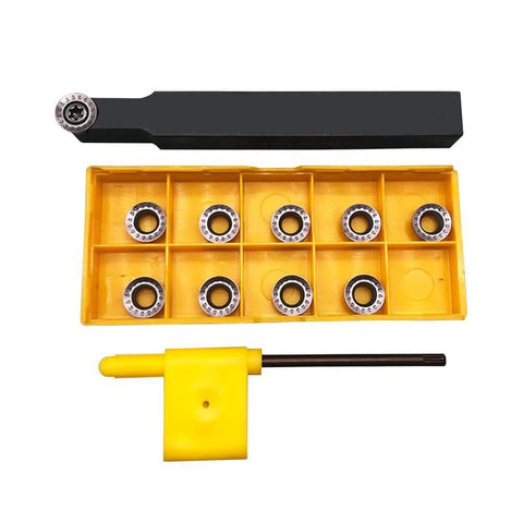 10-Piece RPMT10T3 R5 Indexable Carbide Milling Inserts Set With Half Inch SRDPN1212H10 Tool Holder For Metal Lathe Cutting Tools