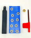 Indexable Carbide Turning Inserts Kit With Five Eighth Inch 16mm Shank Tool Holder For Metal Lathe And CNC Milling Pro Grade Cutting Set Including RPMT10T3MO SRDPN1616H10 Ten Inserts And One Wrench