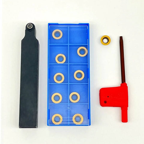 Indexable Carbide Turning Inserts Kit With Five Eighth Inch 16mm Shank Tool Holder For Metal Lathe And CNC Milling Pro Grade Cutting Set Including RPMT10T3MO SRDPN1616H10 Ten Inserts And One Wrench