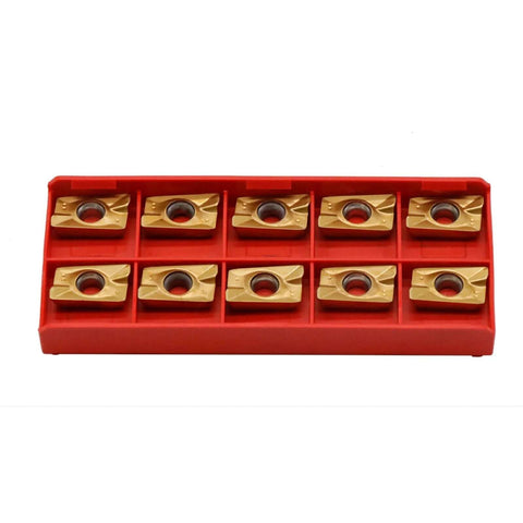 10 APMT1604 carbide inserts in red tray from R8 Shank Face End Mill Arbor Kit With 7/16-20UNF Thread, 400R-50-22-4T 50mm 4-Flute Cutter Bore 22mm