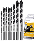 Carbide Masonry Drill Bit Set 1/8 to 1/2 Inch For Concrete Tile Brick Cement - 10 Pack displayed with packaging