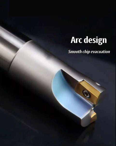 APMT1604PDER DP Indexable Carbide Milling Inserts With End Mill Holder for Steel Cutting, close-up view of the mill holder end