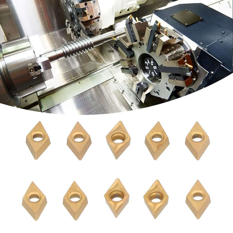 Carbide Milling Inserts 10 Pack for CNC Lathe DCMT070204 Two Point Three Eight Millimeters Thick Turning Inserts Replacement Cutting Tools for SDJCR L110 1212 H07 Tool Holders Precision CNC Machining Accessories