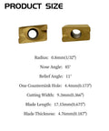 Two carbide milling inserts with PVD and CVD coatings, visible dimensions: 9.3mm wide, 17.15mm long, 4.76mm thick, for BAP400R tool holders.