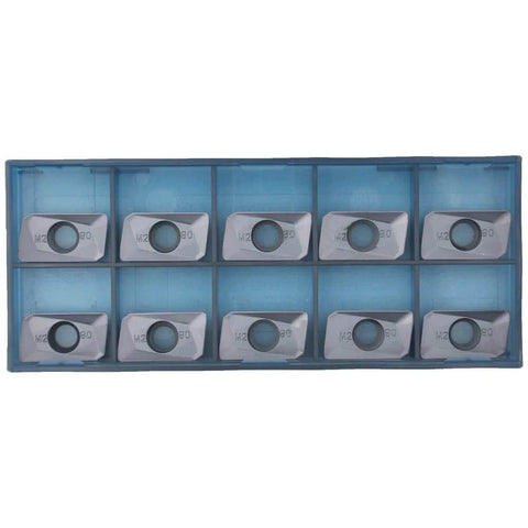 Pack of 10 carbide milling inserts for shoulder milling P M K materials heavy duty AP insert with radius 0.8mm in blue container
