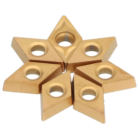 Carbide Milling Inserts 10 Pack for CNC Lathe DCMT070204 Two Point Three Eight Millimeters Thick arranged in a pattern