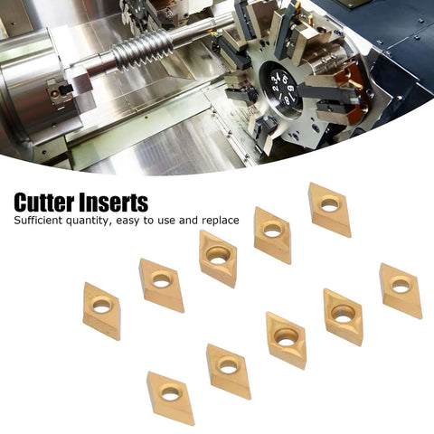 Carbide Milling Inserts 10 Pack for CNC Lathe DCMT070204 Two Point Three Eight Millimeters Thick Turning Inserts Replacement Cutting Tools for SDJCR L110 1212 H07 Tool Holders Precision CNC Machining Accessories