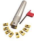 APMT1604PDER DP Indexable Carbide Milling Inserts With End Mill Holder for Steel Cutting Pro Grade, 10-piece pack, with tool.