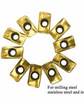 10 tin-coated carbide milling inserts for 40 Piece APMT1135PDER Pro Grade Tin Coated Carbide Milling Inserts Set For BAP300R Holders