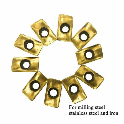 10 tin-coated carbide milling inserts for 40 Piece APMT1135PDER Pro Grade Tin Coated Carbide Milling Inserts Set For BAP300R Holders