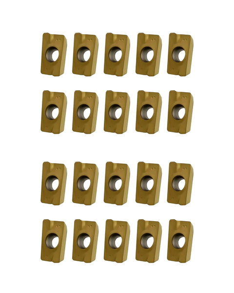 Set of carbide milling inserts displayed, 9.3mm wide, for BAP400R tool holders, with PVD/CVD coating for tough steel work.
