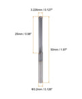 Front view of Carbide Chucking Reamer Pro Grade 0.127 Inch Diameter with 25 mm Cutting Length for Metalworking Lathe Tools.