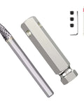 Heavy Duty Quarter Inch Carbide Steel Reamer Drill Bit Double Cut Burr for Tire Repair with Quick Release Adapter Kit