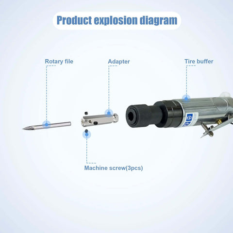 Heavy Duty Quarter Inch Carbide Steel Reamer Drill Bit Double Cut Burr for Tire Repair with Quick Release Adapter diagram