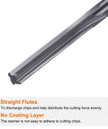 Close-up of uncoated black finish carbide chucking reamer with straight flutes for metalworking lathes and CNC machining centers.