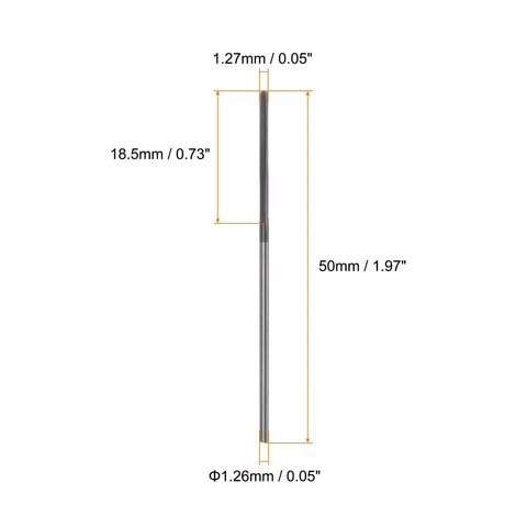 Carbide Straight Flute Reamer For Metalworking And CNC Lathes 0.05 Inch Cutting Diameter 50mm Overall Length diagram