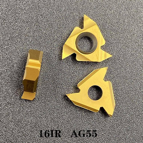 Carbide Threading Inserts 10 Pack 16IR AG55 Gold Coated For SER And SEL Threading Holders on display