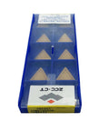 TPMR160308 YBC251 Turning Inserts Set Of 10 for lathe and milling with CVD coated carbide for steel machining, stored in blue box.
