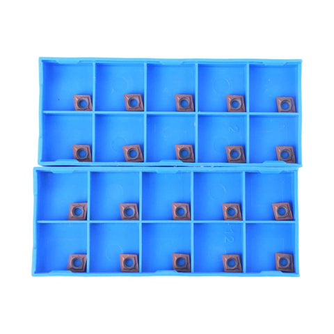 Carbide Turning Inserts Set Of 20 CCMT21.51 CCMT060204 Multilayer Coated, in blue storage case, for CNC lathe tools