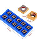 20 Piece CCMT09T304 Carbide Turning Inserts Set for Lathe Tool Holders and Milling Blades with CCMT32.51 Compatibility in blue tray