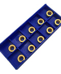 10 Pack RCMT10T3MO R5 Pro Grade Carbide Turning Inserts Tin Coated For Fast Cutting, Long Tool Life in blue box