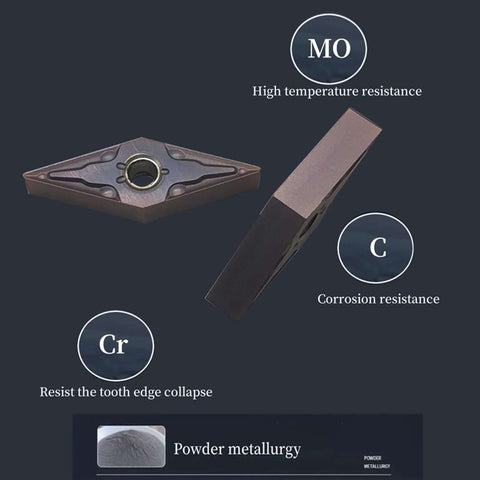Pro Grade 10pc Set Carbide Turning Inserts VNMG331 VNMG160404 For MVJNR MVJNL MVVNN Tool Holders with CVD coating details displayed.