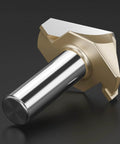 Side view of a Five Piece 90 Degree V Groove Router Bit Set With One Quarter Inch Shank And Half Inch Cutter Diameter For Woodworking And CNC Engraving Carbide Tipped V Groove Bits For Precise 3D Milling And Carving.