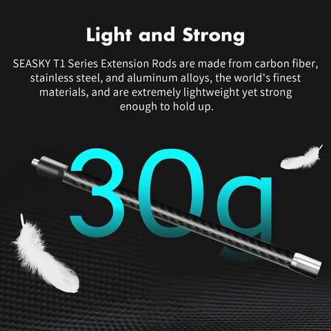 Carbon Fiber Extension Rod Kit With One Quarter Inch Adapter Lightweight design shown with feathers and 30g weight