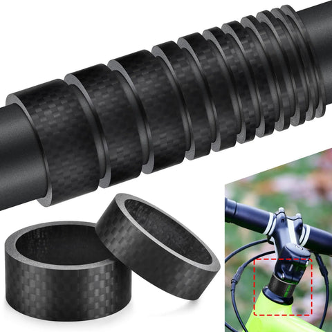 Eleven Piece Carbon Fiber Headset Spacers For One And One Eighth Inch Stems Matte Finish Precision Engineered For MTB And Road Bikes