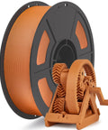 Carbon Fiber PETG Filament 1.75mm Matte Orange 1Kg For 3D Printing With High Rigidity and Dimensional Stability, spool and gear display.