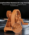 Carbon Fiber PETG Filament 1.75mm Matte Orange 1Kg for 3D printing gears showing high rigidity and dimensional stability.