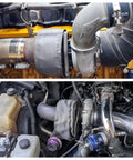 Premium T4 Turbo Blanket Heat Shield Cover Wrap With Locking Springs for T4 Turbocharger installed on engine
