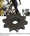 10 Tooth Sprocket Lightweight Carbon Steel Gear for Ordinary Chains, shown with bicycle chain setup.