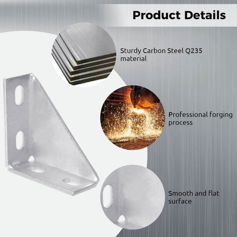 90 Degree Gusseted Fittings for Unistrut Channel 1-5/8 Inch: Carbon Steel Q235 4-Hole Right Angle Connector Brackets, side view