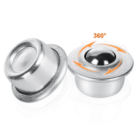 20 Pcs 5/8 Inch Roller Drop In Ball Transfer Bearings Carbon Steel Round Ball Units for Conveyors, showing close-up of 360 degree rotation