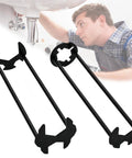 2 Piece Four Jaw Hex Wrench Basin Wrench Set for Tight Spaces Maintenance Installation under sink