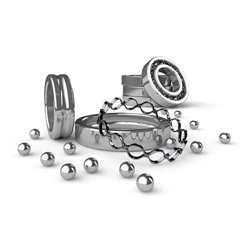 20pcs 20mm Carbon Steel Bearing Balls Precision Polished ready for use in bearings and DIY projects, scattered with metallic rings in view.