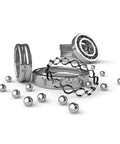 10pcs 20mm Carbon Steel Bearing Balls Precision Polished with metal rings and bearings on white surface