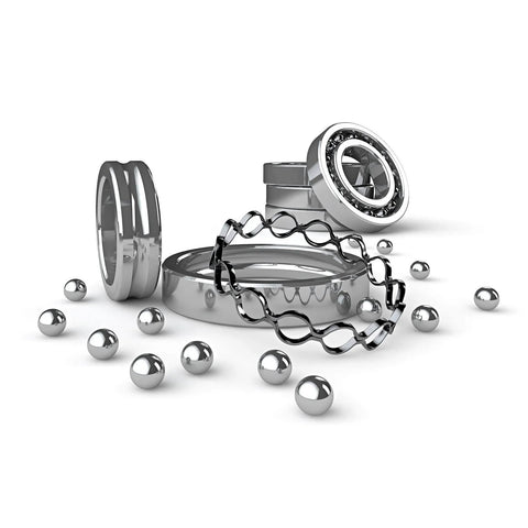 10pcs 20mm Carbon Steel Bearing Balls Precision Polished with metal rings and bearings on white surface