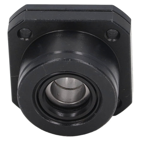Front view of Ball Screw End Support Bearing Block Carbon Steel 12mm Inner Diameter for SFU1604 SFU1605 SFU1610 with black finish