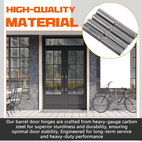 30 Pack Weld On Bullet Hinges 2-1/2 X 3/8 Inch Heavy Duty Carbon Steel Detachable Gate Hinges For Swing Doors displayed with doors