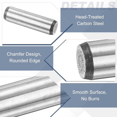 2 Pack Carbon Steel Dowel Pins One Sixteenth Inch Diameter Five Eighth Inch Length with smooth finish and chamfer design