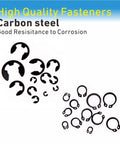 324 Piece E Clips And Snap Ring Kit In Carbon Steel For Heavy Duty Use, showing assortment of E clips and retaining rings