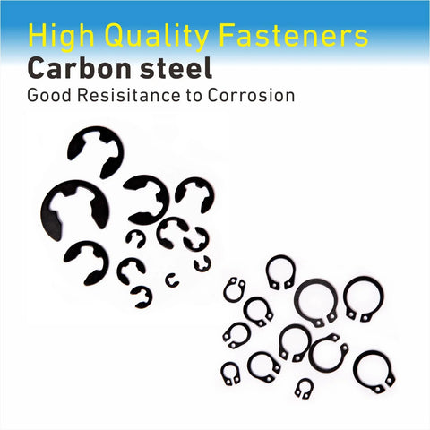 528Pcs E Clips And External Retaining Rings Set For DIY And Pro Grade Hardware, carbon steel pieces displayed on white background.