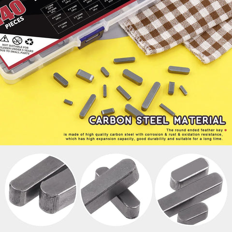 Pro Grade Carbon Steel Round Ended Feather Key Set Kit With 140Pcs In 16 Sizes 3mm 4mm 5mm 6mm Keystock Key Stock