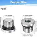 6 Pack 7/16-20 UNF Inner Hex Head Pipe Plug, Carbon Steel Socket Fitting with O Ring Seal, product dimensions and size details