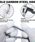 Two Pack 25 Inch Heavy Duty Tender Spring Kit For ABS Air Lines And Hoses On Semi Trucks Trailers And Tractors With Hook And Hose Holder Keeps Lines Clear And Protected From Ground Drag showing carbon steel hook details